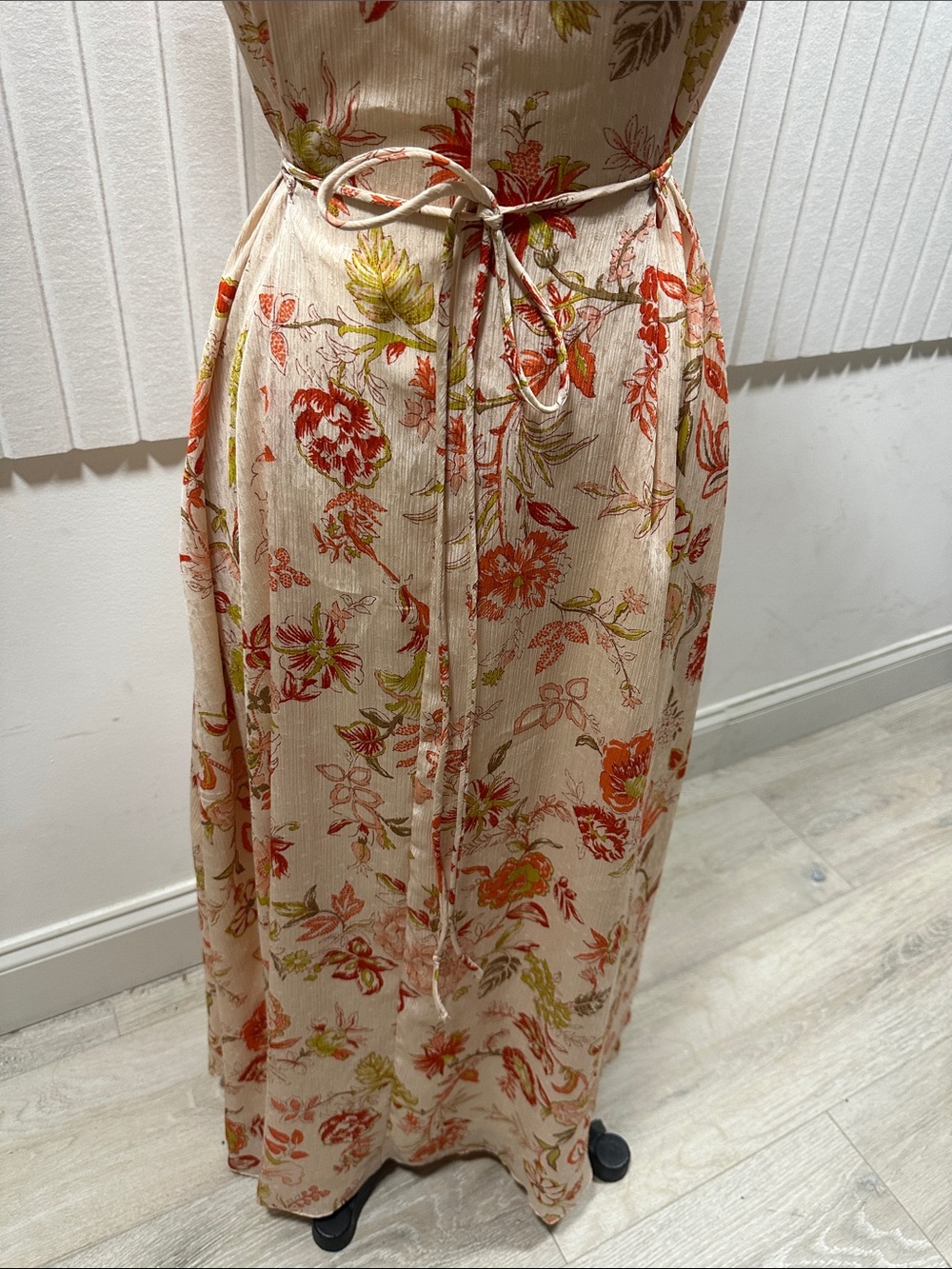 Mango Floral V-Neck Maxi Dress in Blush, Coral and Olive - Picture 4 of 12
